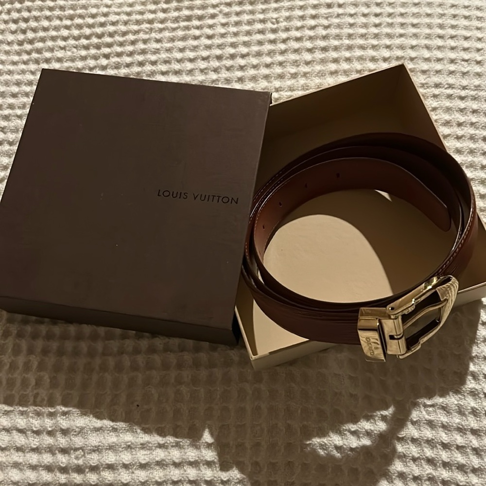 Louis Vuitton Men’s 44 Brown Epi Leather Belt / New Never Used  / Made in Spain - Picture 3 of 6